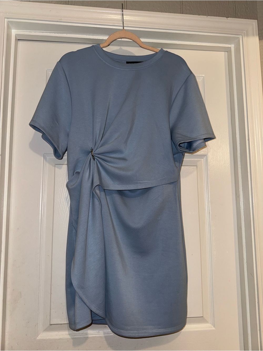 Rachel Zoe Blue Twisted-Knot Short Sleeve Mini Dress NWOT